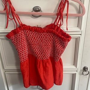 Red Tie Shoulder Tank Top